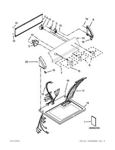 Top And Console Parts Diagram and Parts List for 11071262310  Kenmore Dryer