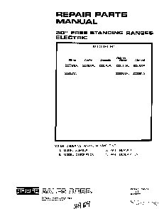 Cover Page Diagram and Parts List for 2233*1A  Roper Range