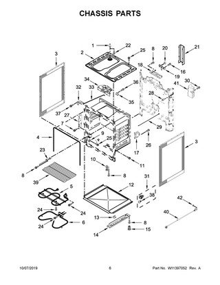 Chassis Parts Diagram and Parts List for YWFC310S0EW4  Whirlpool Range