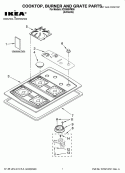 COOKTOP, BURNER AND GRATE PARTS Diagram and Parts List for ICS300VM00  Whirlpool Cooktop