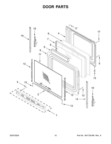 Door Parts Diagram and Parts List for WFGS3530RS0  Whirlpool Range