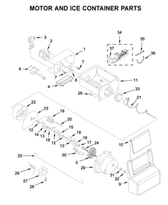Motor And Ice Container Parts Diagram and Parts List for 10650045711  Kenmore Refrigerator