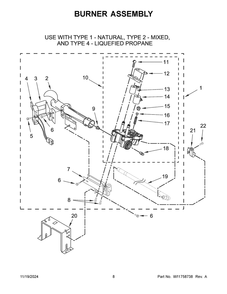 05 - Burner Assembly Diagram and Parts List for MDG20PDFGW0  Whirlpool Dryer