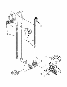 Fill, Drain And Overfill Parts Diagram and Parts List for 66513033K110  Kenmore Dishwasher