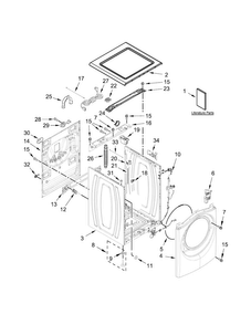 Top And Cabinet Parts Diagram and Parts List for WFW92HEFBD0  Whirlpool Washer
