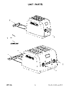 Unit Parts Diagram and Parts List for 5KMT221BVB0  KitchenAid Toaster