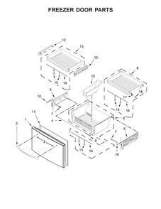Freezer Door Parts Diagram and Parts List for KFIS29PBMS02  KitchenAid Refrigerator