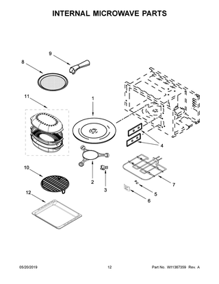Internal Microwave Parts Diagram and Parts List for WOCA7EC0HZ02  Whirlpool Microwave Oven Combo