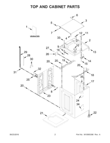 Top And Cabinet Parts Diagram and Parts List for 11028132411  Kenmore Washer