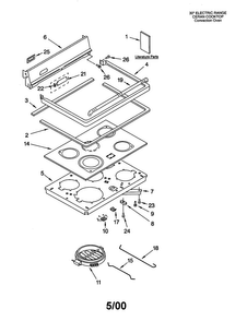 Cooktop Diagram and Parts List for GR450LXHQ1  Whirlpool Range