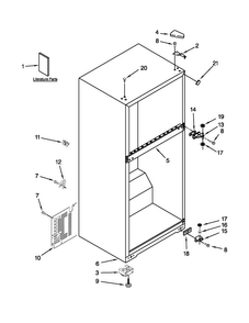 Cabinet Parts Diagram and Parts List for W8RXCGFXB02  Whirlpool Refrigerator