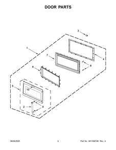 Door Parts Diagram and Parts List for YKMHS120EBS6  Whirlpool Microwave Oven Combo