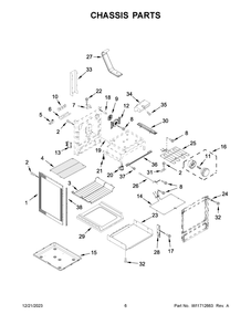 Chassis Parts Diagram and Parts List for KFEG500EBS7  KitchenAid Range