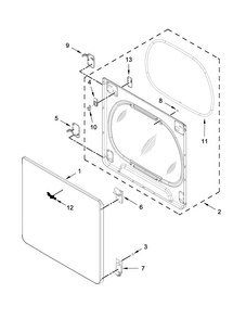 Door Parts Diagram and Parts List for WGD8000DW2  Whirlpool Dryer
