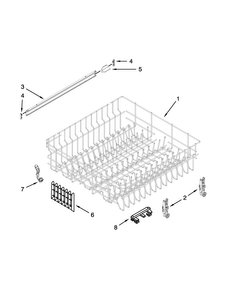 Upper Rack And Track Parts Diagram and Parts List for 7WDF530PAYM7  Whirlpool Dishwasher