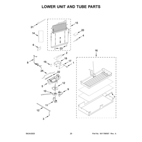 Lower Unit And Tube Parts Diagram and Parts List for KBFN502EPA06  KitchenAid Refrigerator