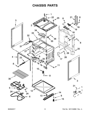 04 - CHASSIS PARTS Diagram and Parts List for WFC310S0ES1  Whirlpool Range
