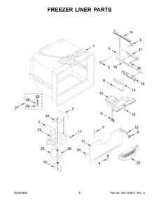 Freezer Liner Parts Diagram and Parts List for KRBR102ESS05  KitchenAid Refrigerator