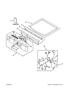 Top And Console Parts Diagram and Parts List for WGD9051YW3  Whirlpool Dryer