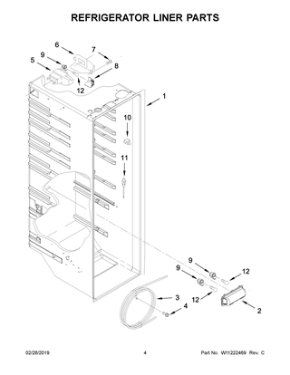 Refrigerator Liner Parts Diagram and Parts List for IRS335SDHM00  Whirlpool Refrigerator
