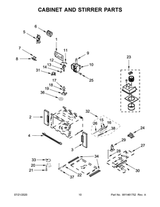 Cabinet And Stirrer Parts Diagram and Parts List for WOC75EC7HV04  Whirlpool Microwave Oven Combo