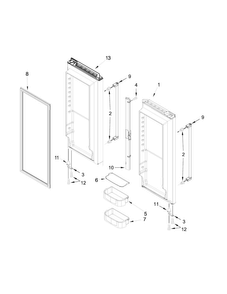 Refrigerator Door Parts Diagram and Parts List for KRFC302ESS00  KitchenAid Refrigerator