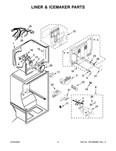 Liner And Icemaker Parts Diagram and Parts List for WRT348FMES05  Whirlpool Refrigerator
