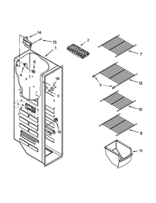 Freezer Liner Parts Diagram and Parts List for WRS322FNAE03  Whirlpool Refrigerator