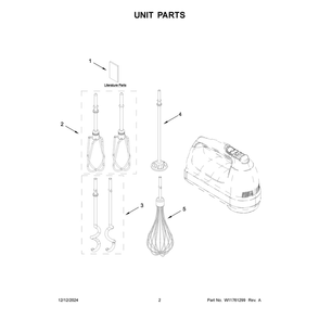 Unit Parts Diagram and Parts List for 5KHM926AER1  KitchenAid Mixer