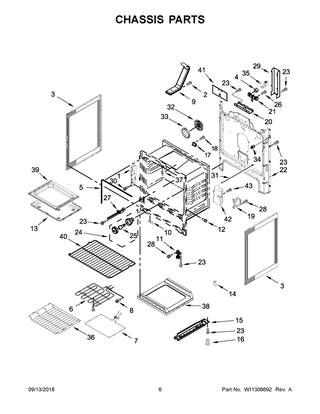 Chassis Parts Diagram and Parts List for WFE775H0HB1  Whirlpool Range