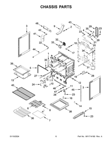 Chassis Parts Diagram and Parts List for YWFE975H0HV5  Whirlpool Range