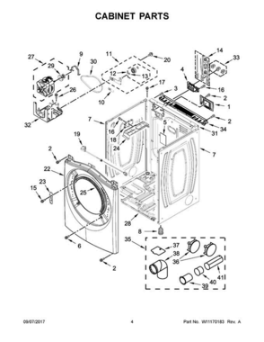 03 - Cabinet Parts Diagram and Parts List for WED92HEFC1  Whirlpool Dryer