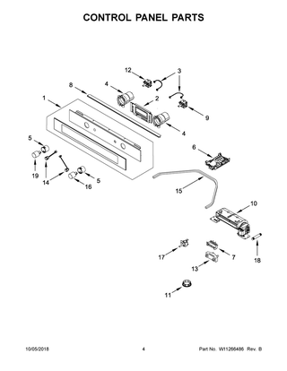 Control Panel Parts Diagram and Parts List for WOS52EM4AS3  Whirlpool Wall Oven