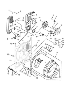 Bulkhead Parts Diagram and Parts List for 7MWGD1900EW0  Whirlpool Dryer