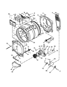 Bulkhead Parts Diagram and Parts List for 7MWGD8000EW0  Whirlpool Dryer