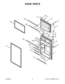 Door Parts Diagram and Parts List for WRT318FMDW06  Whirlpool Refrigerator