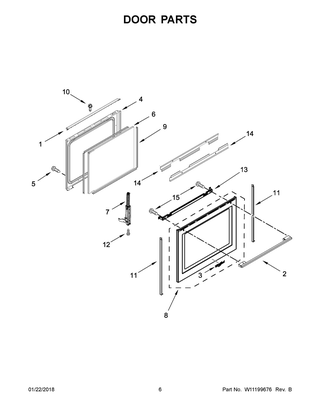Part Location Diagram of W11195040 Whirlpool HINGE-DOOR