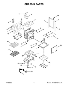 Chassis Parts Diagram and Parts List for WFG775H0HZ5  Whirlpool Range
