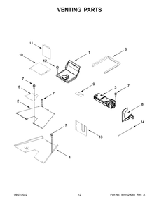 Venting Parts Diagram and Parts List for KFGC558JAV02  KitchenAid Range