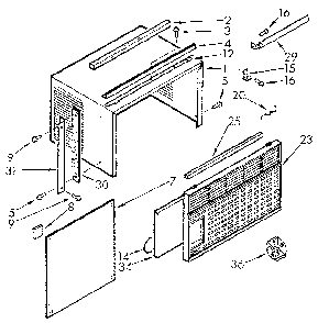 Cabinet Diagram and Parts List for 1068750510-AC  Kenmore Air Conditioner