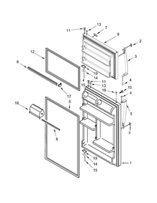 Door Parts Diagram and Parts List for WRT134TFDB00  Whirlpool Refrigerator