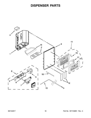 09 - Dispenser Parts Diagram and Parts List for WRS586FLDM03  Whirlpool Refrigerator