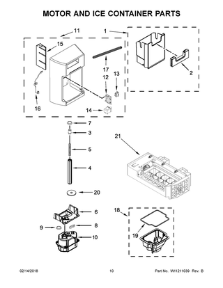 Motor And Ice Container Parts Diagram and Parts List for WRS571CIHV00  Whirlpool Refrigerator