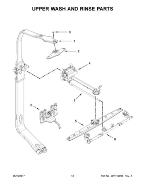 08 - Upper Wash And Rinse Parts Diagram and Parts List for KDTM404EBL3  KitchenAid Dishwasher
