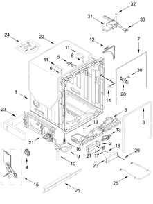 Tub And Frame Parts Diagram and Parts List for JDTS3924SL0  Whirlpool Dishwasher