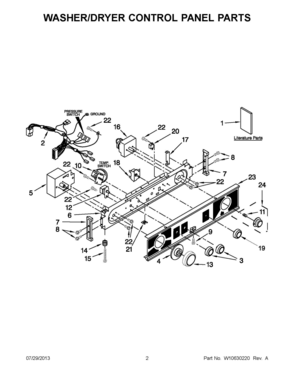01 - WASHER/DRYER CONTROL PANEL PARTS Diagram and Parts List for YLTE5243DQB  Whirlpool Washer Dryer Combo