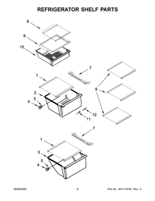 Refrigerator Shelf Parts Diagram and Parts List for WRS321SDHB10  Whirlpool Refrigerator