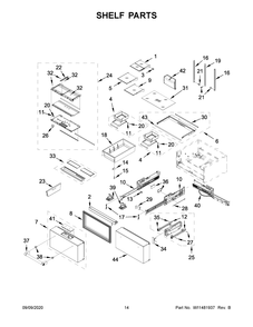 Shelf Parts Diagram and Parts List for KRMF706EBS04  Whirlpool Refrigerator