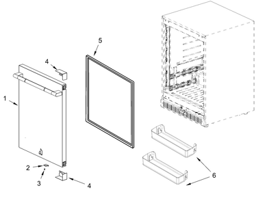 Door Parts Diagram and Parts List for JURFL242HL02,JURFR242HL02  Whirlpool Wine and Beverage Cooler