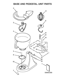 Base And Pedestal Unit Parts Diagram and Parts List for 5KSM150PSBSA4  KitchenAid Mixer